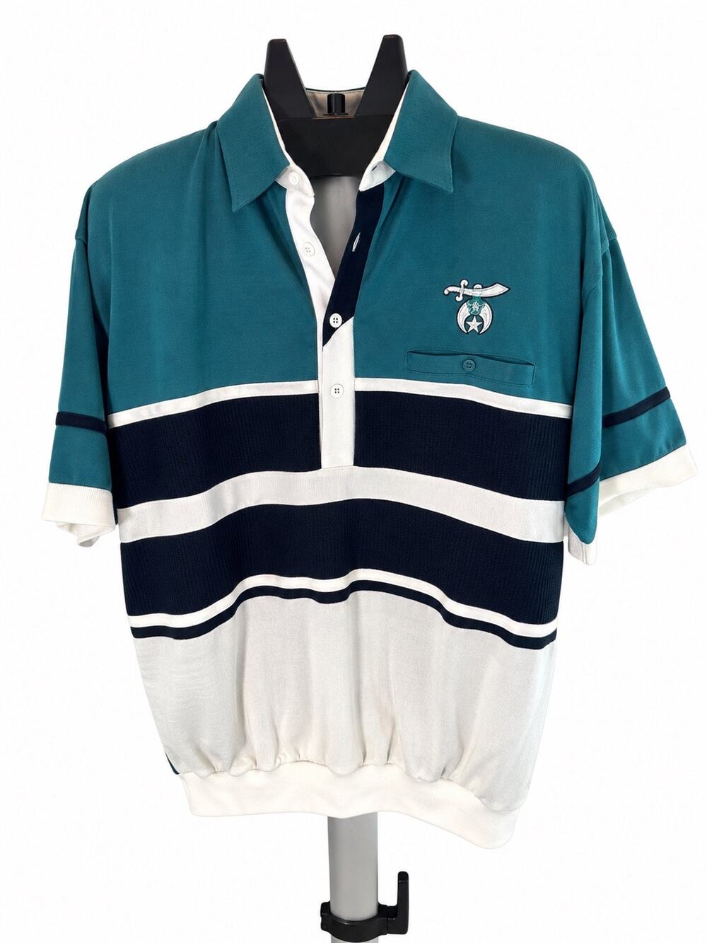 Vintage 1990s Classics by Palm Island Color Block Polo Shirt Large
